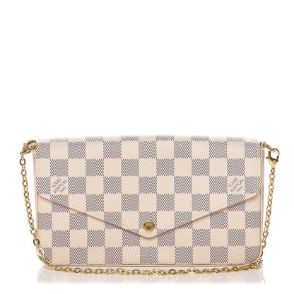Louis Vuitton Damier Azur Pochette Felicie Chain Wallet Rose Ballerine 1 of 6