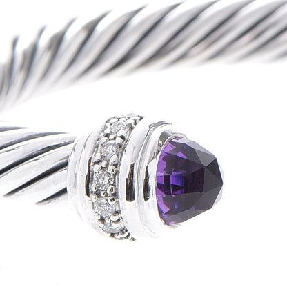 David Yurman Sterling Silver Diamond Amethyst 7mm Cable Classics Bracelet 4 of 6