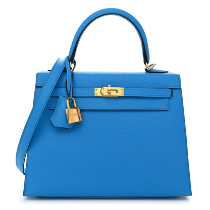 Hermes Epsom Kelly Sellier 25 Bleu Frida 1 of 10