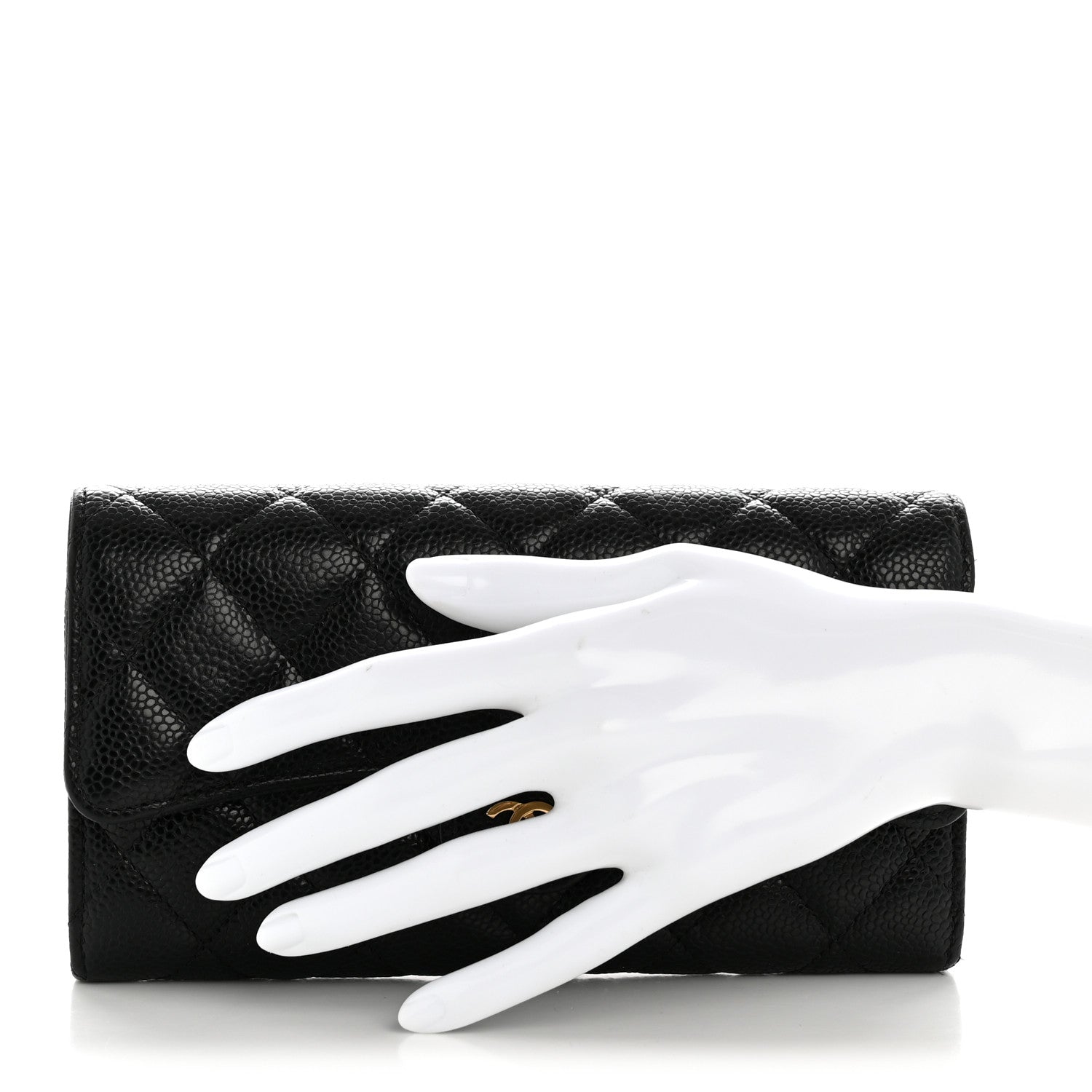 Chanel Caviar Quilted Large Gusset Flap Wallet Black 2 of 12