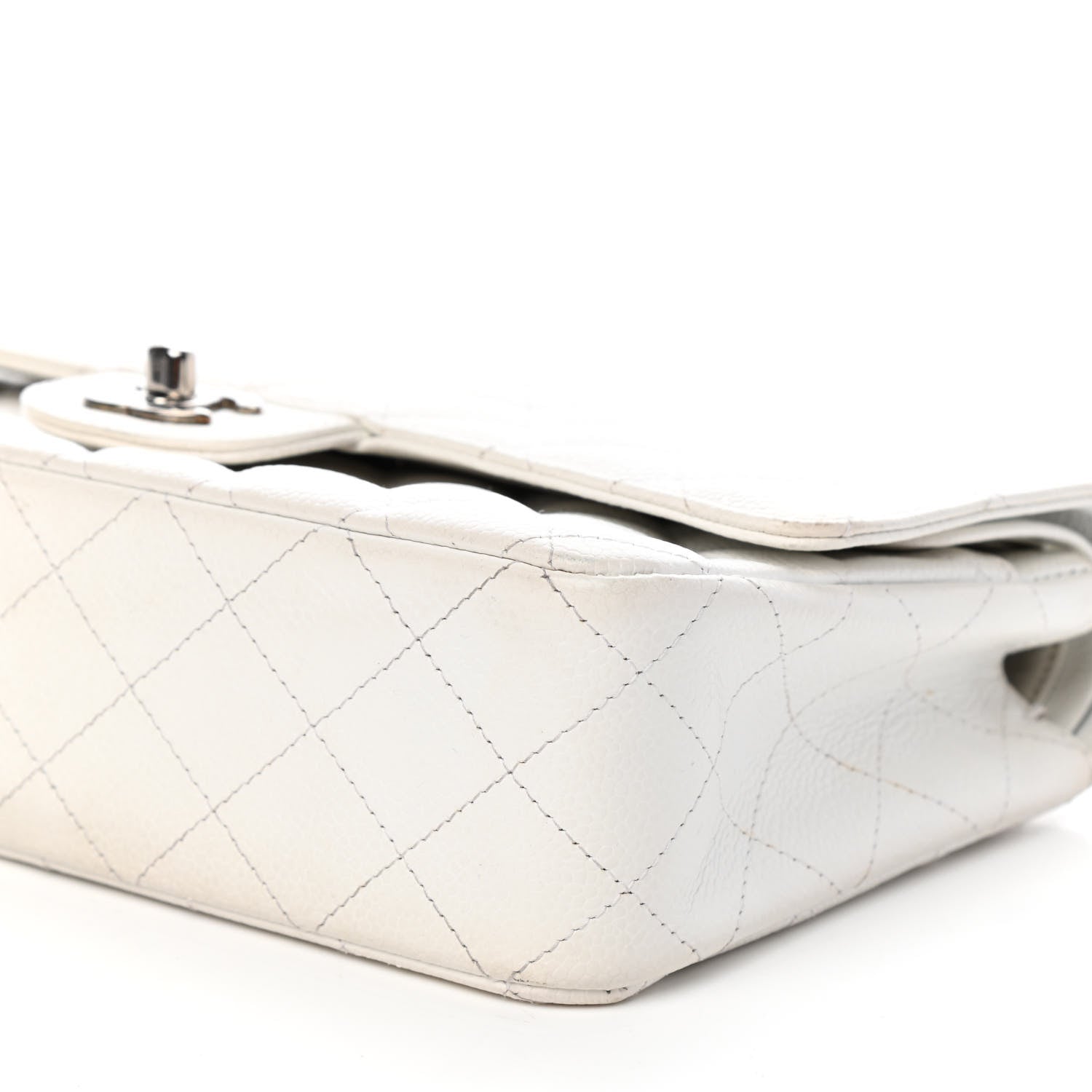 Chanel Caviar Quilted Medium Double Flap Bijoux Chain White 10 of 10
