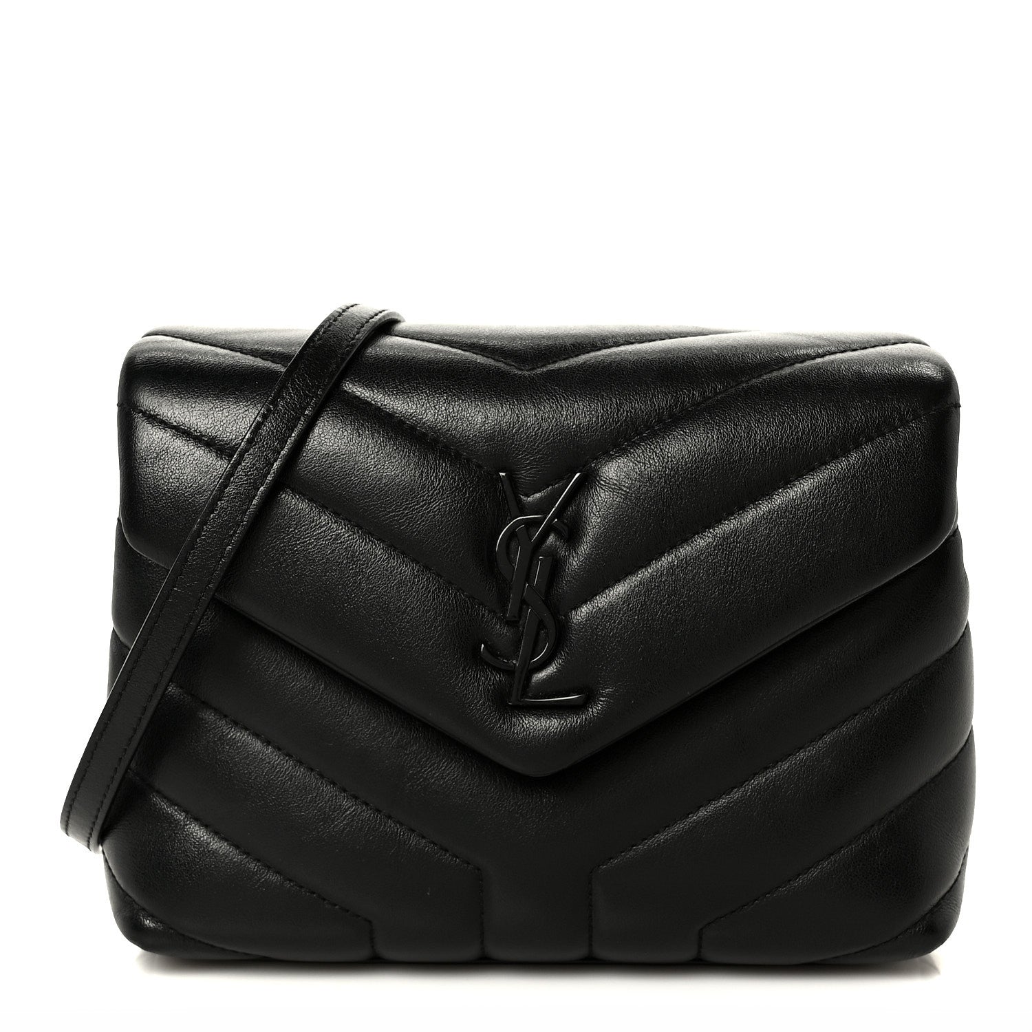 Saint Laurent Calfskin Y Quilted Monogram Monochrome Toy Loulou Crossbody Bag Black 1 of 11