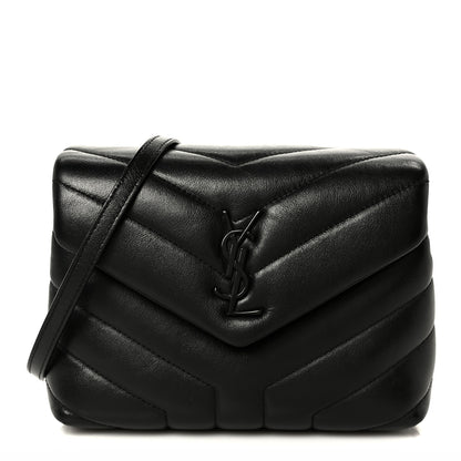 Saint Laurent Calfskin Y Quilted Monogram Monochrome Toy Loulou Crossbody Bag Black 1 of 11