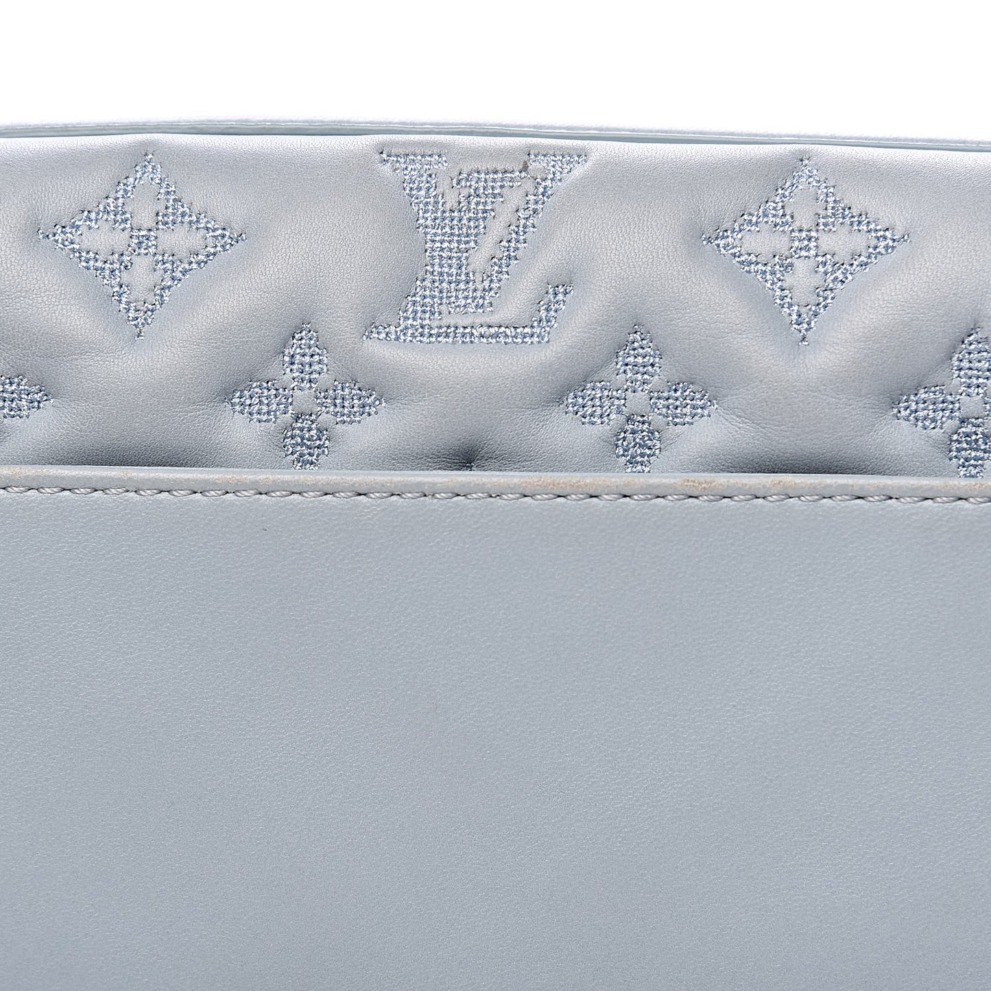 Lambskin Mama Broderie Pochette Blue
