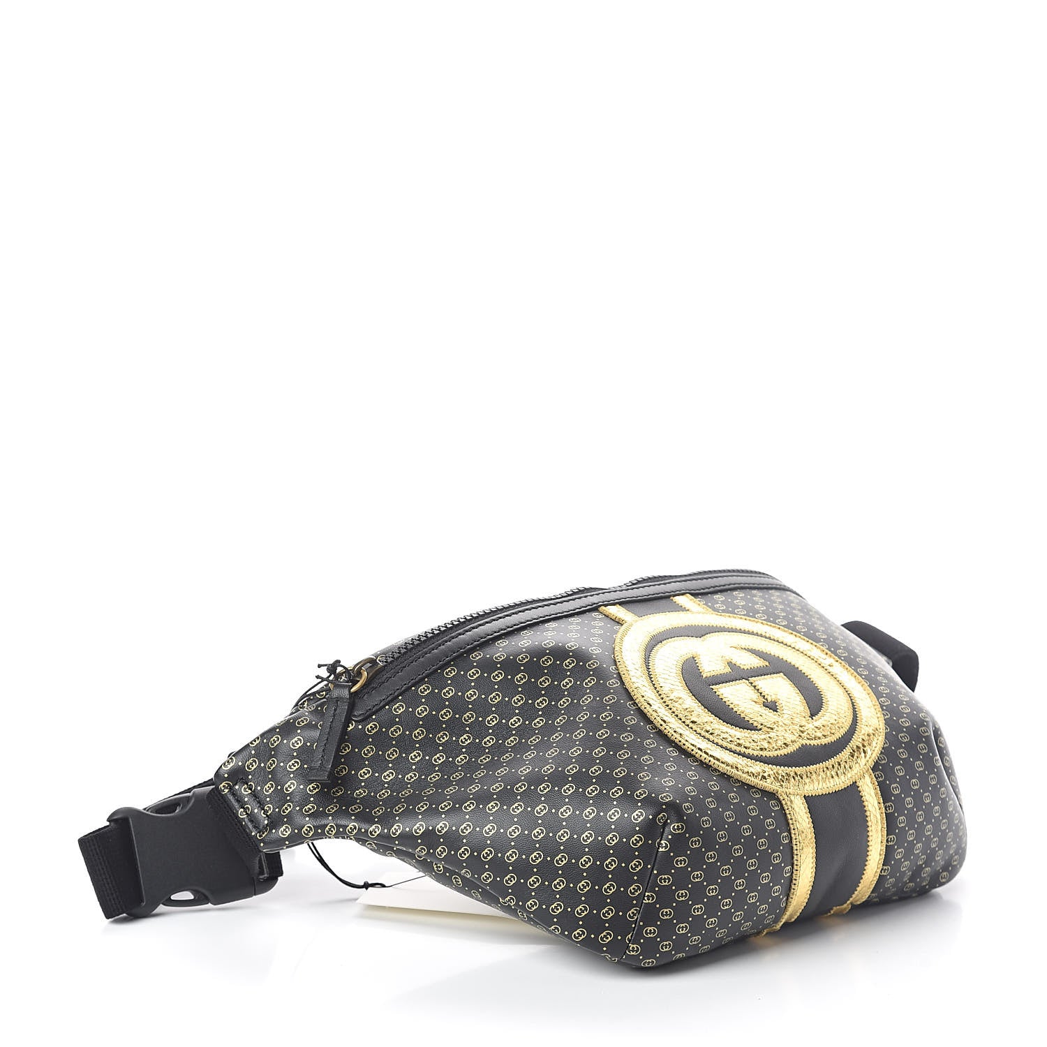 Gucci X DAPPER DAN Calfskin Laminated Ayers GG Micro Monogram Mens Belt Bag Black 4 of 9