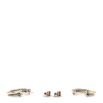 David Yurman Sterling Silver 18K Yellow Gold 23mm Crossover Cable Hoop Earrings 5 of 5