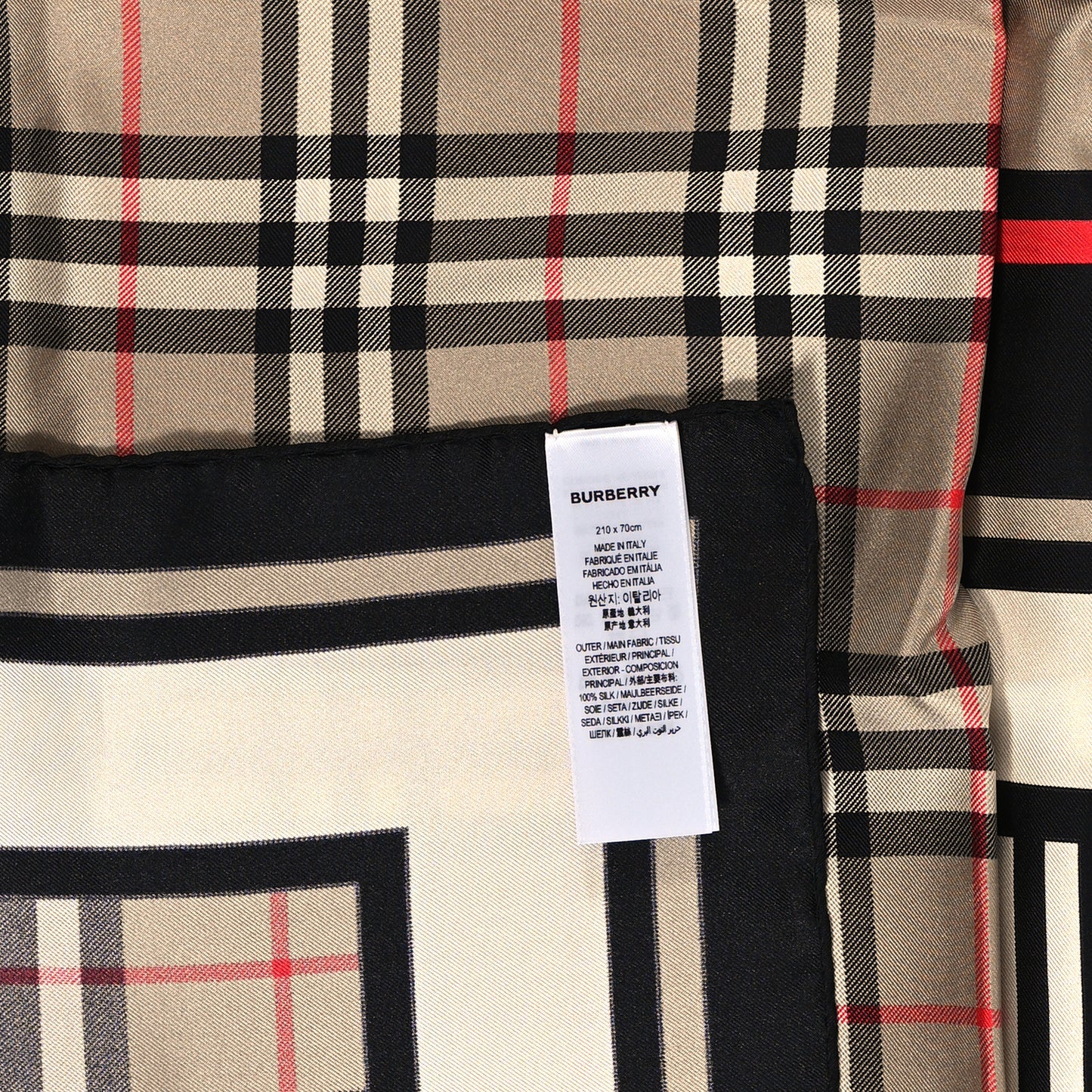 Silk Monogram Icon Stripe Check Print Scarf Archive Beige