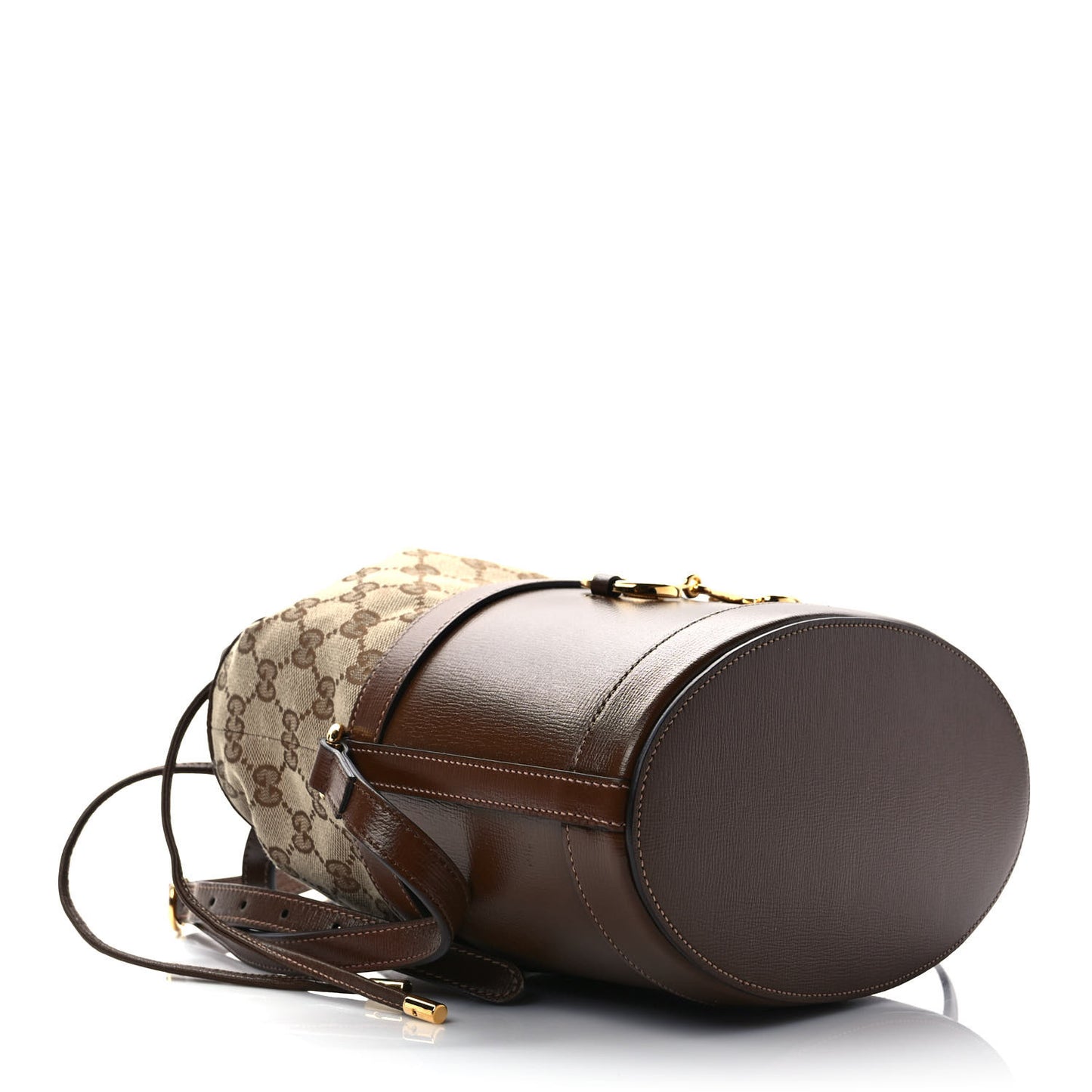 Monogram Textured Calfskin Horsebit 1955 Drawstring Bucket Bag Beige Brown Sugar