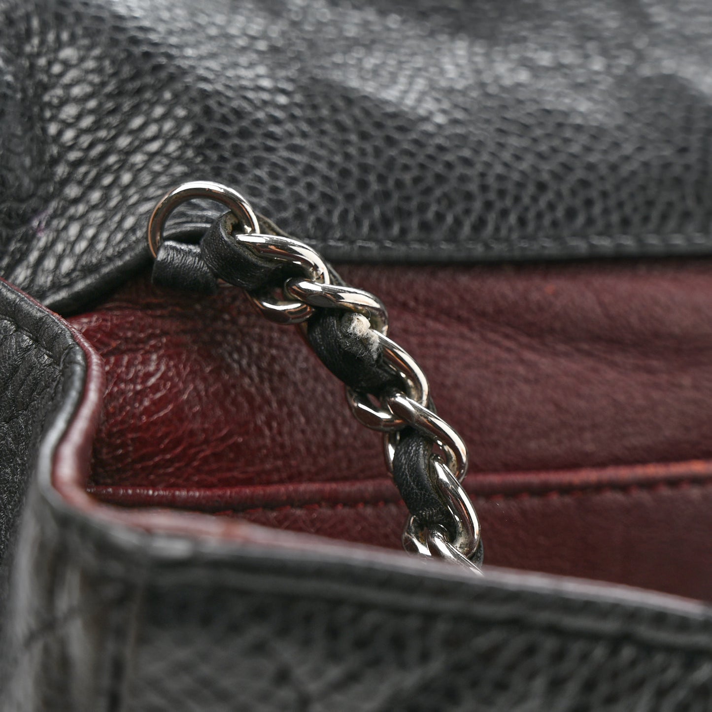 Caviar Quilted Clutch With Chain Flap Black