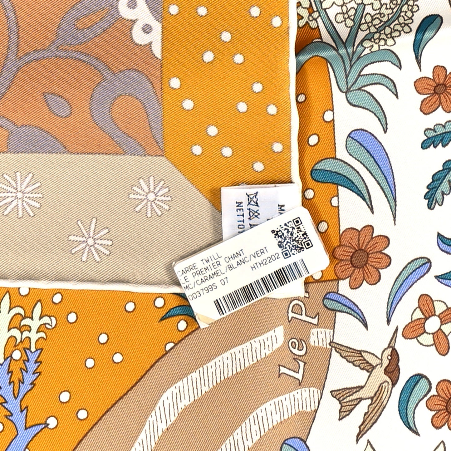 Silk Le Premier Chant Scarf 90 Caramel White Vert