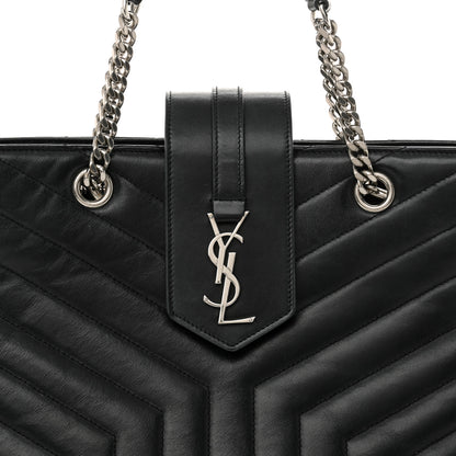 Saint Laurent Calfskin Y Quilted Monogram Large Loulou Shopper Black 8 of 14
