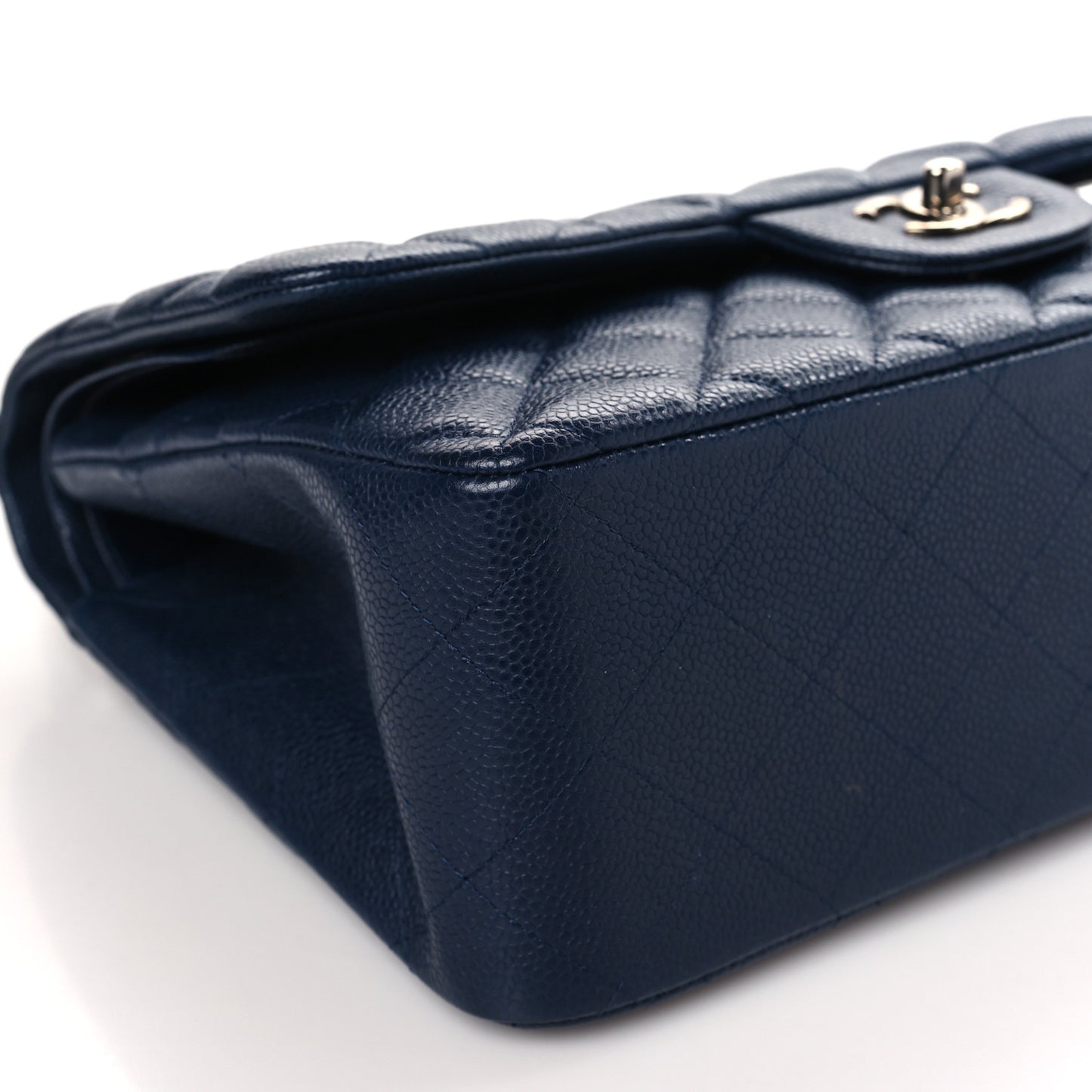 Caviar Quilted Jumbo Double Flap Navy Blue