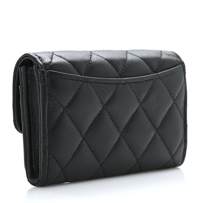 Chanel Lambskin Quilted Flap Card Holder Wallet Black 3 of 8
