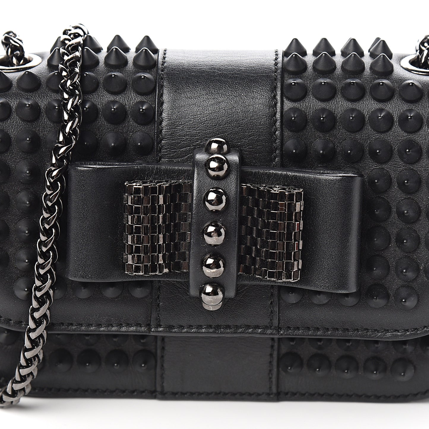 Calfskin Spikes Sweety Charity Crossbody Bag Black