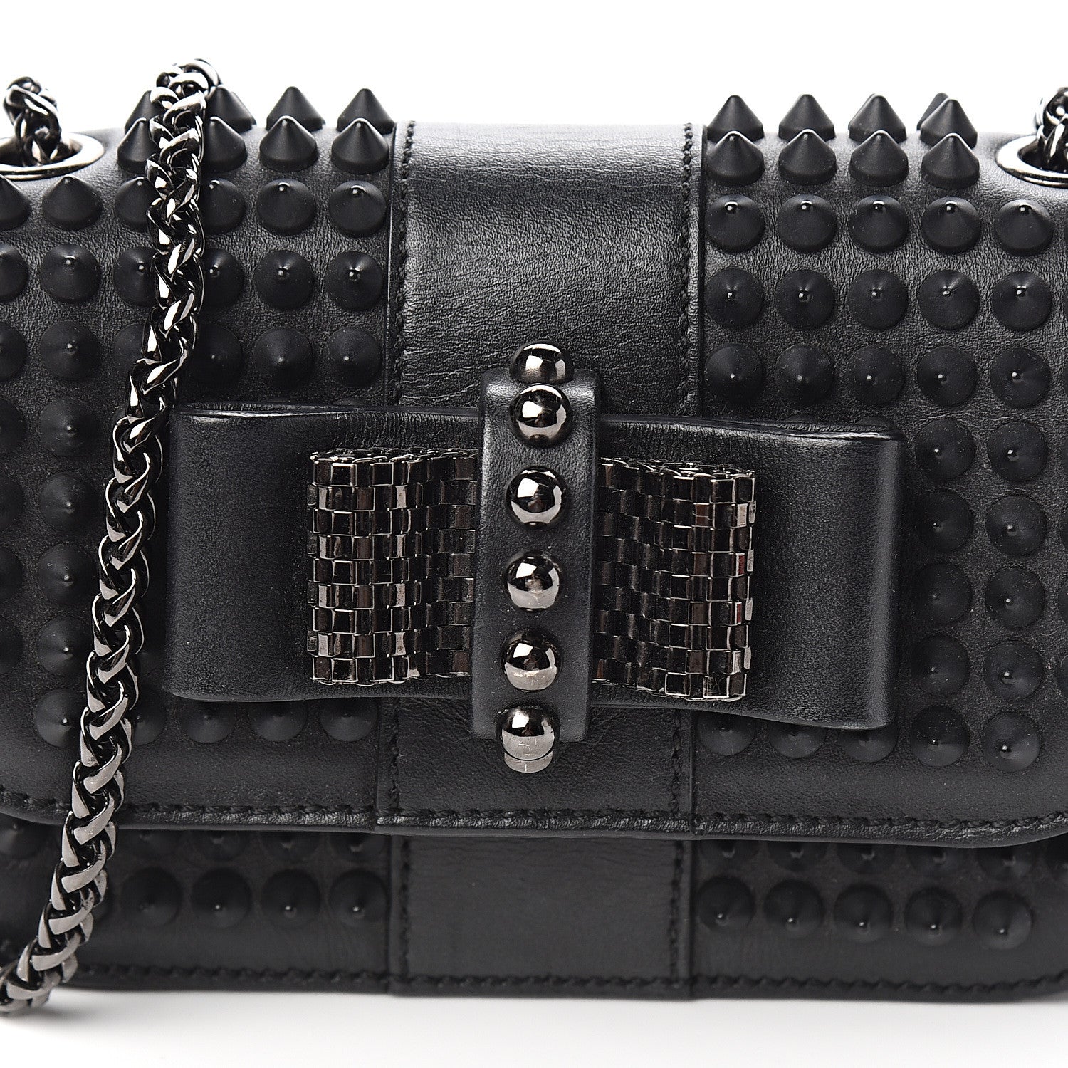 Christian Louboutin Calfskin Spikes Sweety Charity Crossbody Bag Black 10 of 10