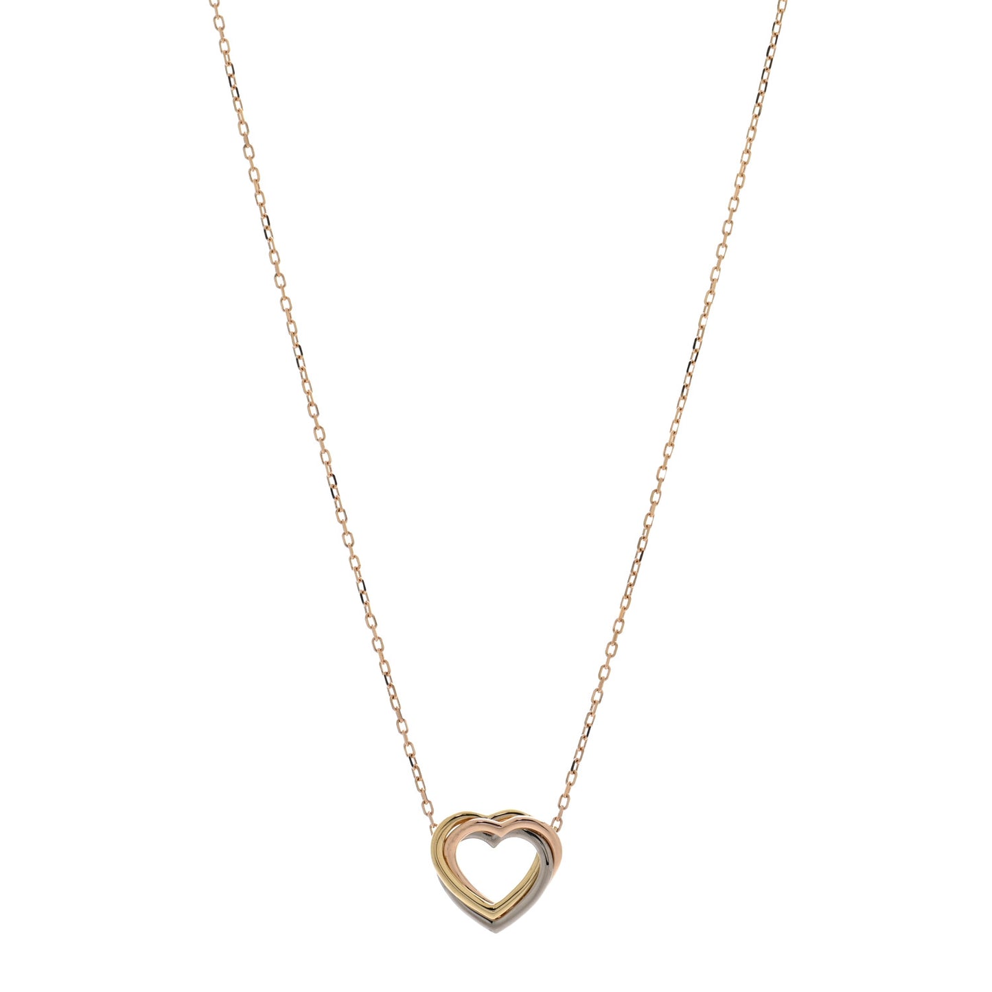 18K Pink Yellow White Gold Trinity Heart Necklace