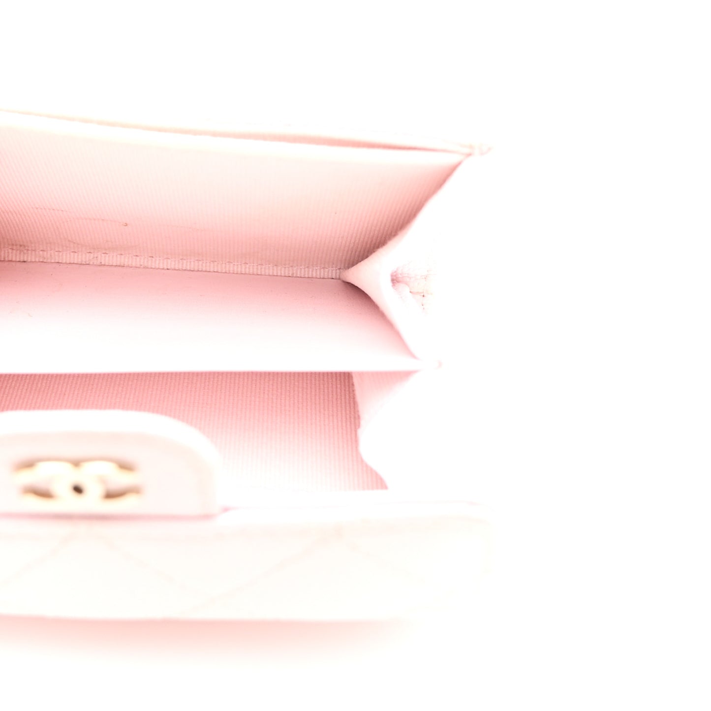 Caviar Quilted Flap Card Holder Wallet Light Pink