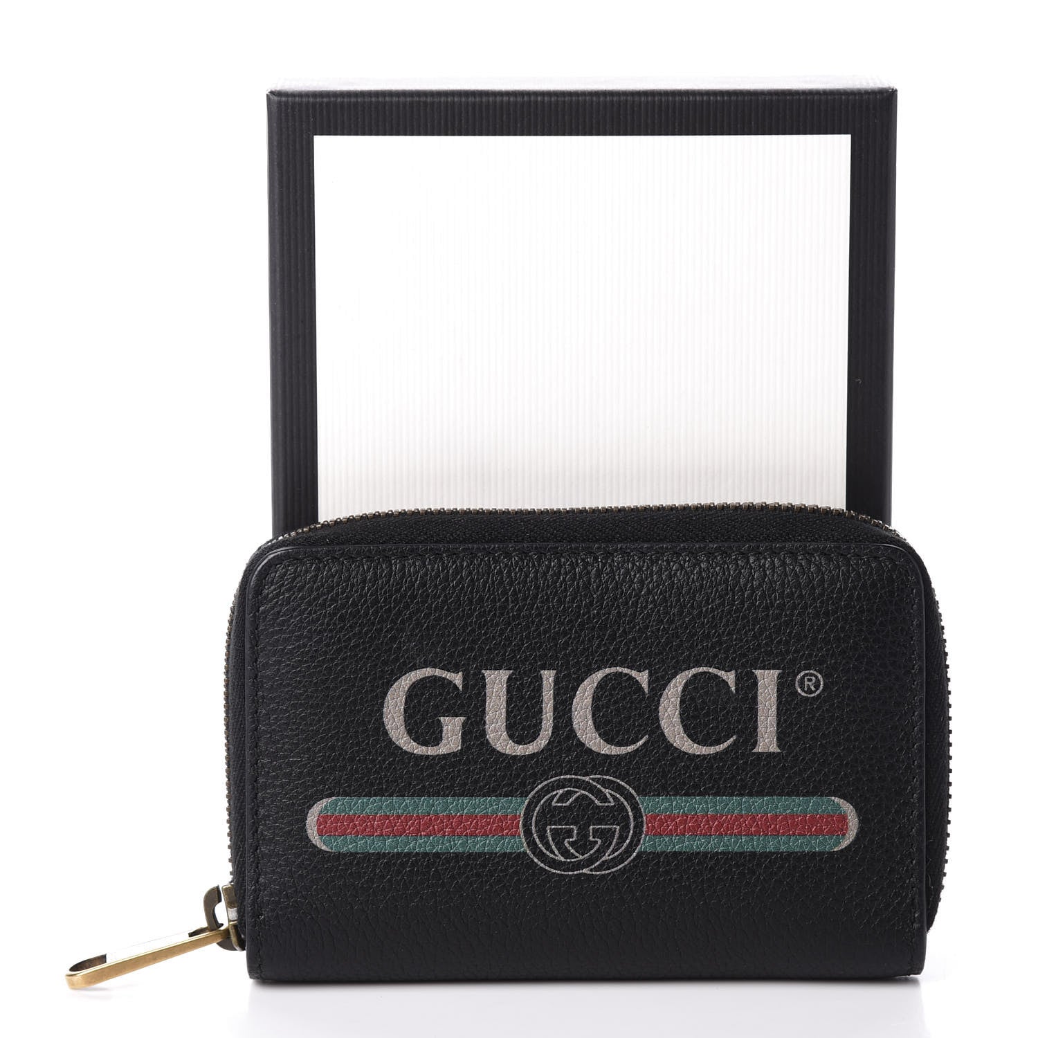 Gucci Calfskin Logo Zip Around Card Case Black 8 of 8