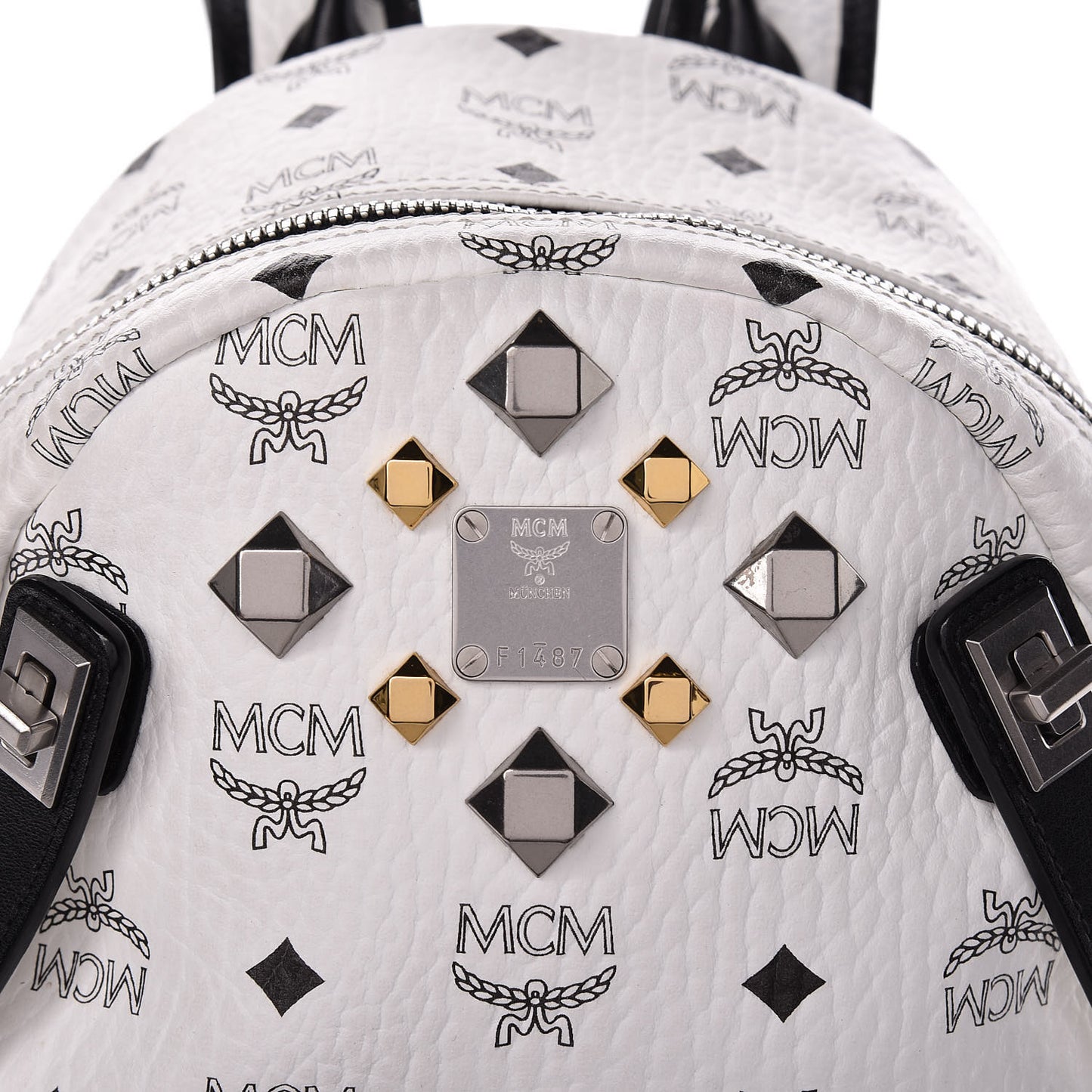 Visetos Studded Small Dual Stark Backpack White