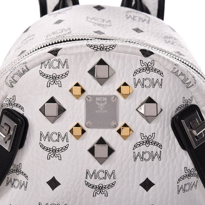 MCM Visetos Studded Small Dual Stark Backpack White 9 of 13
