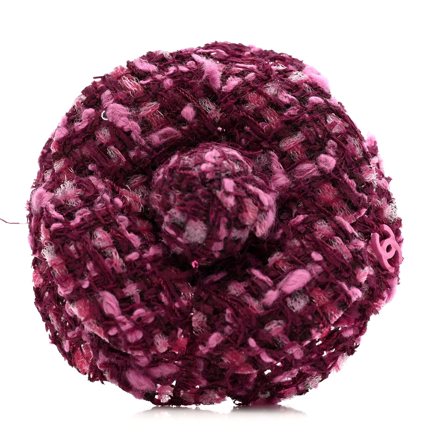 Tweed Camellia Pin Brooch Pink