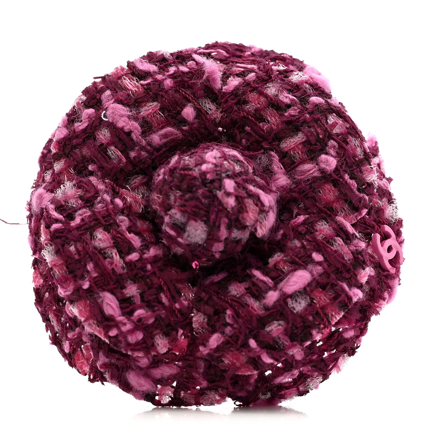 Chanel Tweed Camellia Pin Brooch Pink 1 of 4
