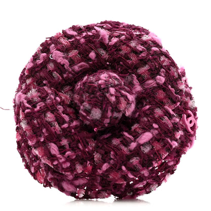 Chanel Tweed Camellia Pin Brooch Pink 1 of 4