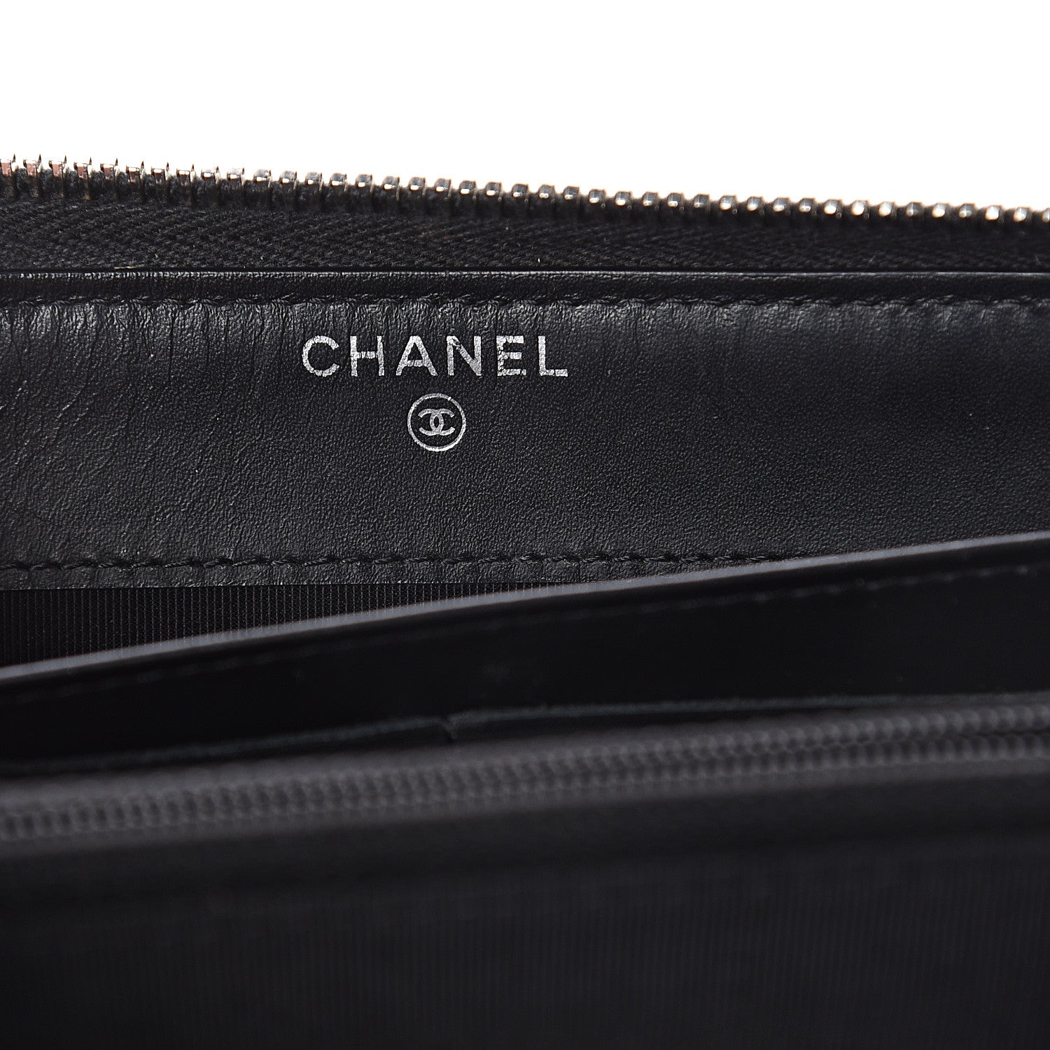 Chanel Glittered Calfskin Quilted Large Gusset Zip Wallet Black 5 of 7
