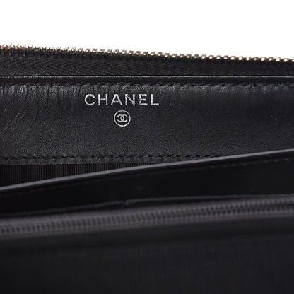 Chanel Glittered Calfskin Quilted Large Gusset Zip Wallet Black 5 of 7