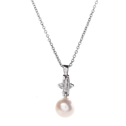 Tiffany Platinum Pearl Diamond Pendant Necklace 5 of 7