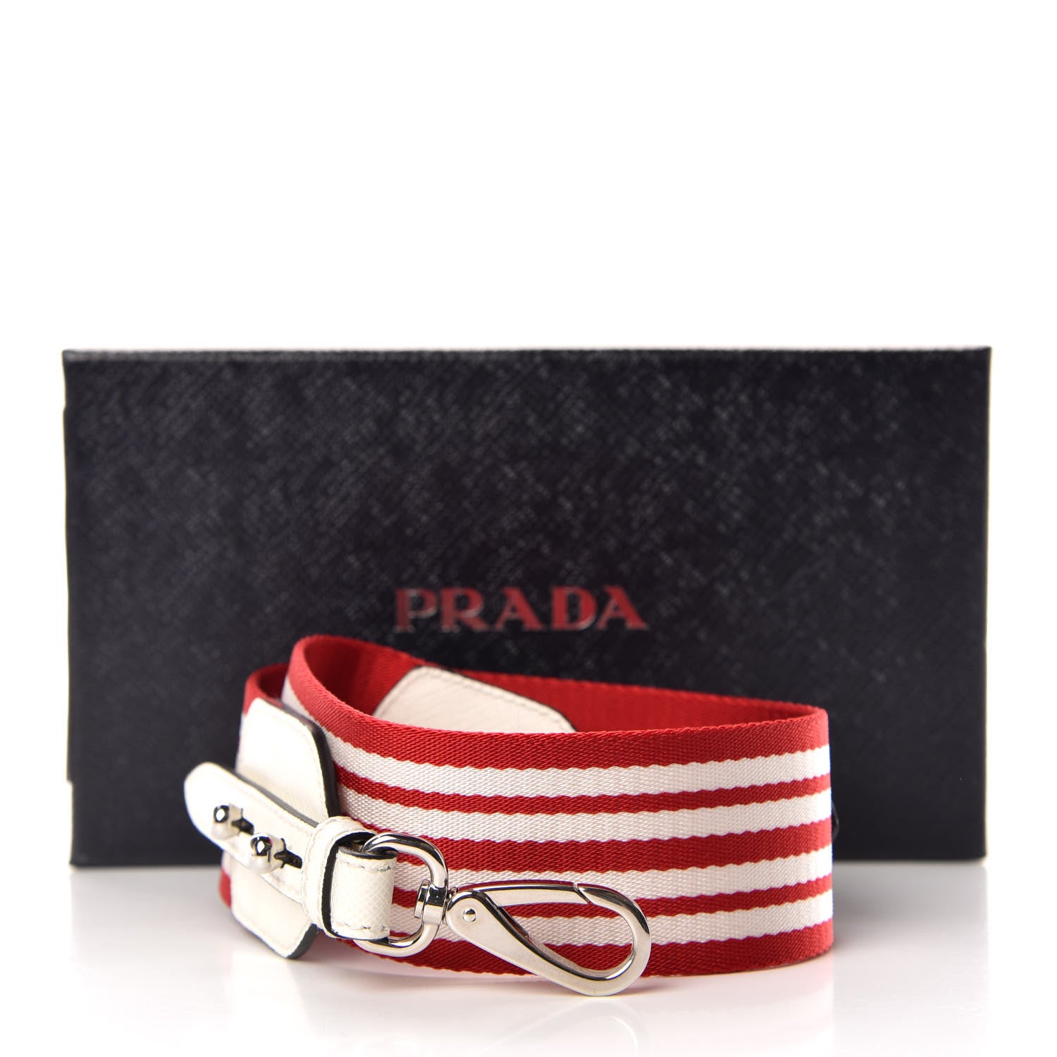 Prada Saffiano Striped Fabric Nastro Righe Shoulder Strap Fuoco 6 of 6
