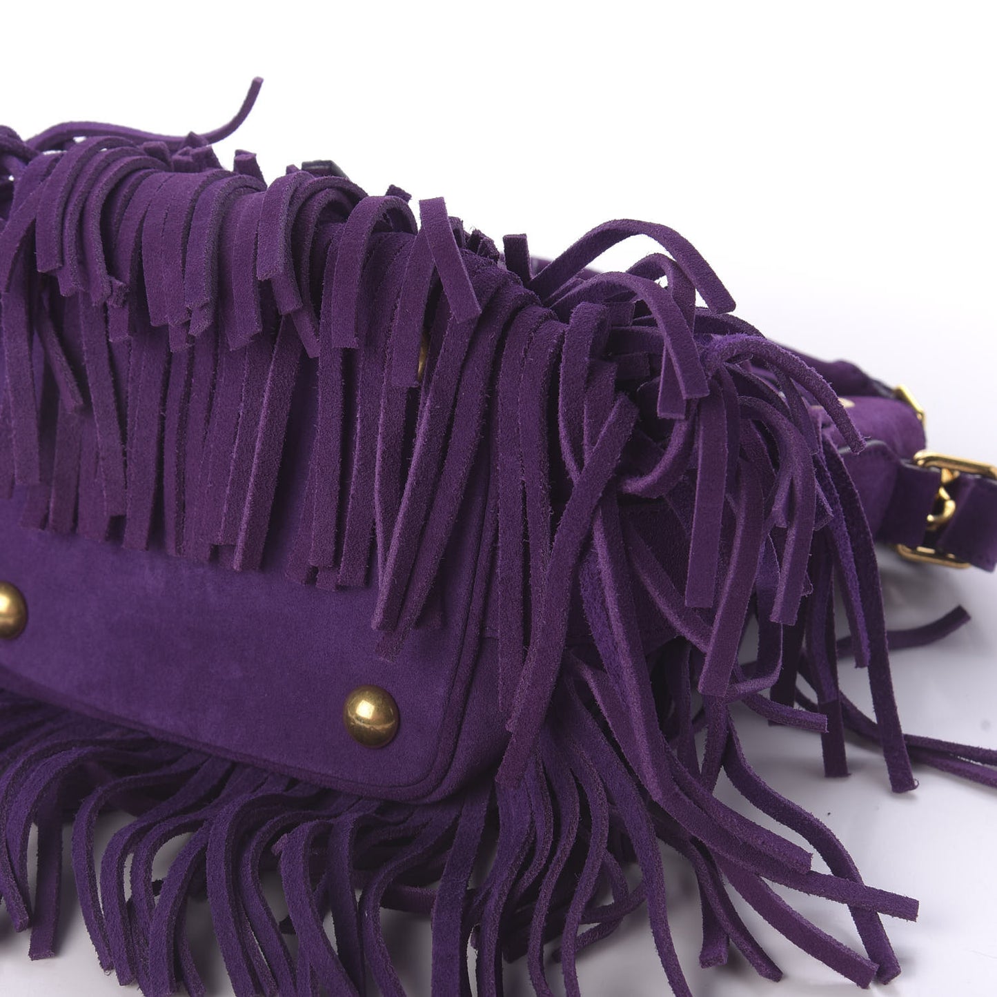 Suede Calfskin Small Emmanuelle Fringe Bucket Bag Violet