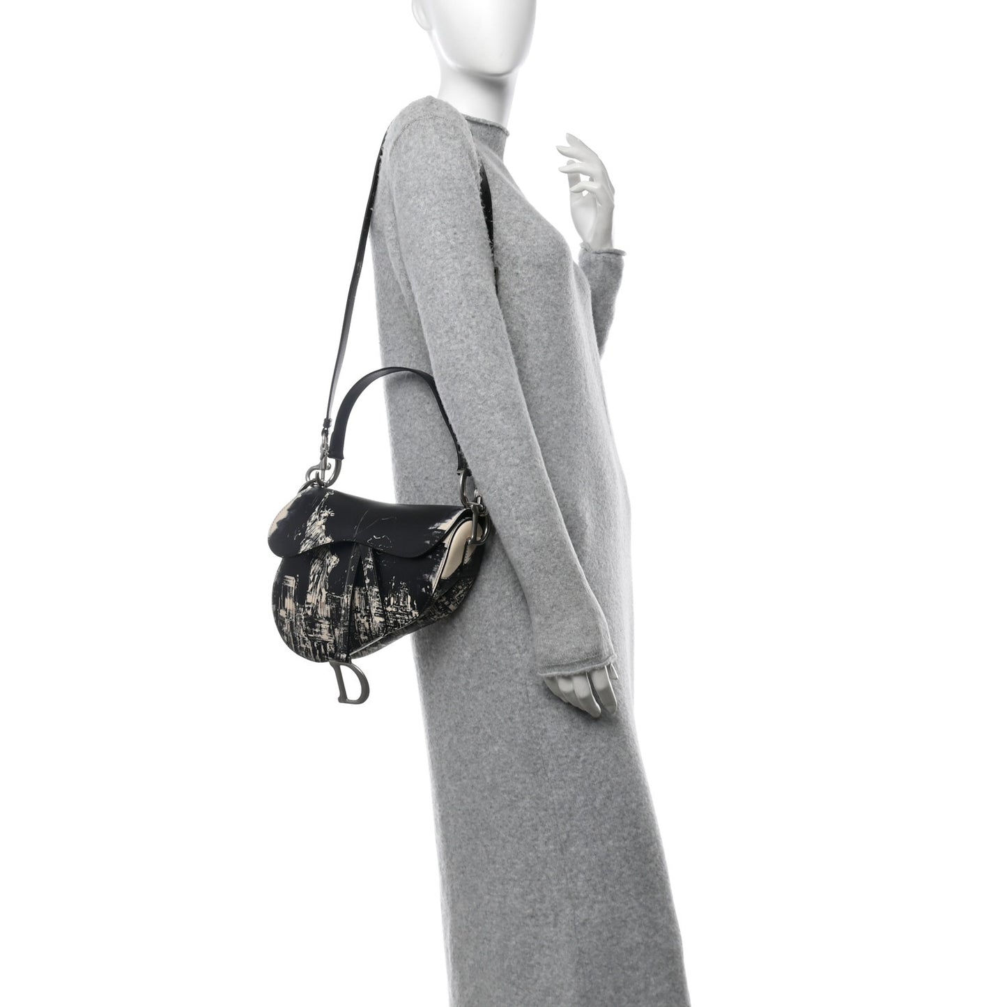 Calfskin New York Saddle Bag With Strap Black Multicolor