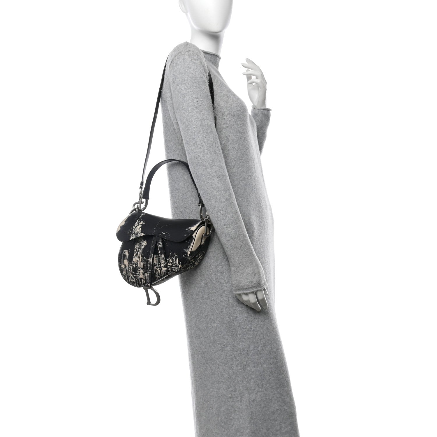 Christian Dior Calfskin New York Saddle Bag With Strap Black Multicolor 2 of 13