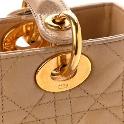 Christian Dior Lambskin Cannage Medium Lady Dior Beige 13 of 24