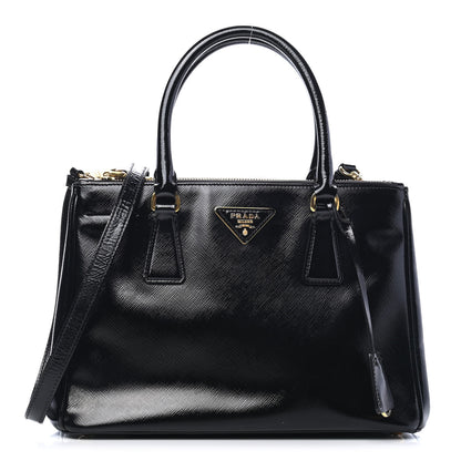 Prada Saffiano Vernice Small Galleria Double Zip Tote Black 1 of 5
