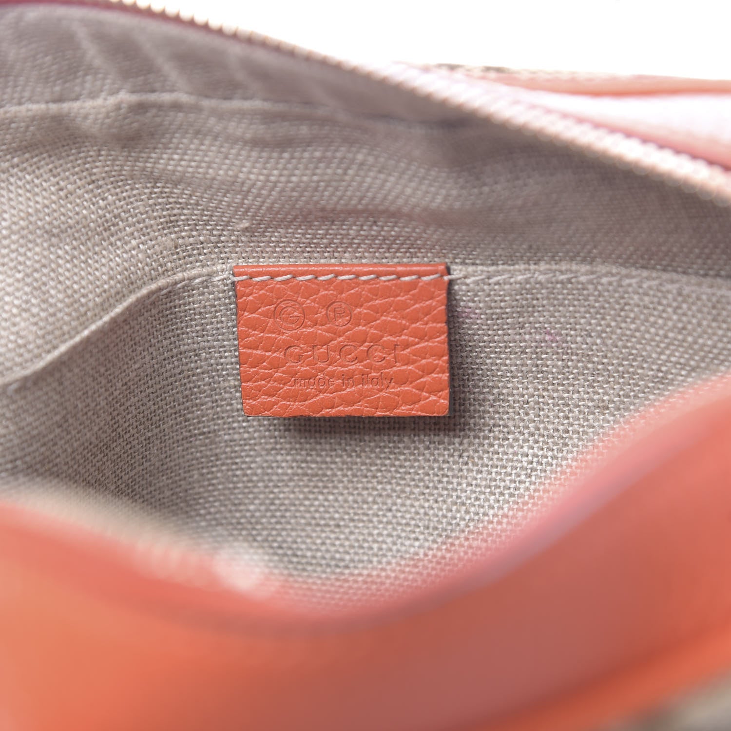 Gucci Monogram Dollar Calfskin Mini Bree Messenger Bag Beige Ebony Sun Orange 6 of 10