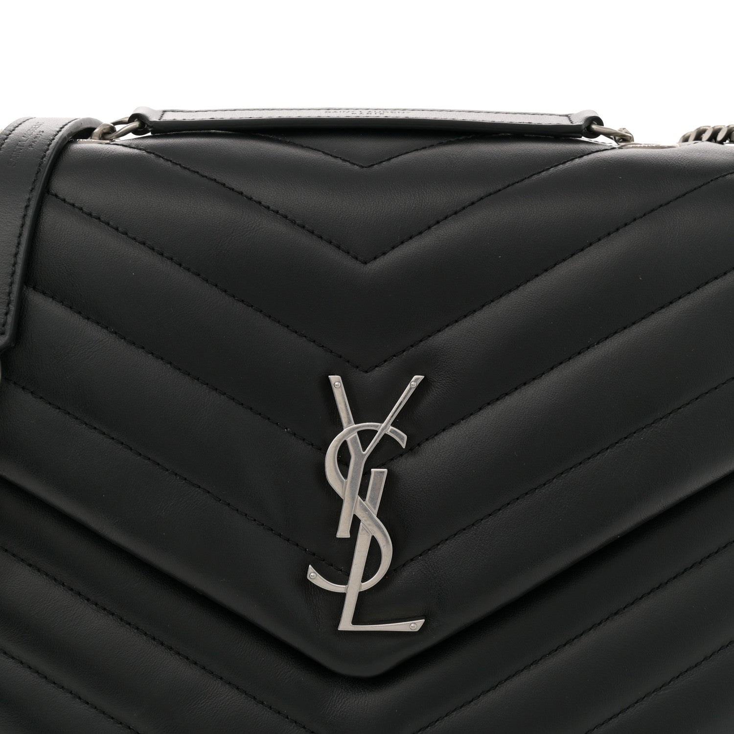 Saint Laurent Calfskin Y Quilted Monogram Medium Loulou Chain Satchel Black 8 of 11
