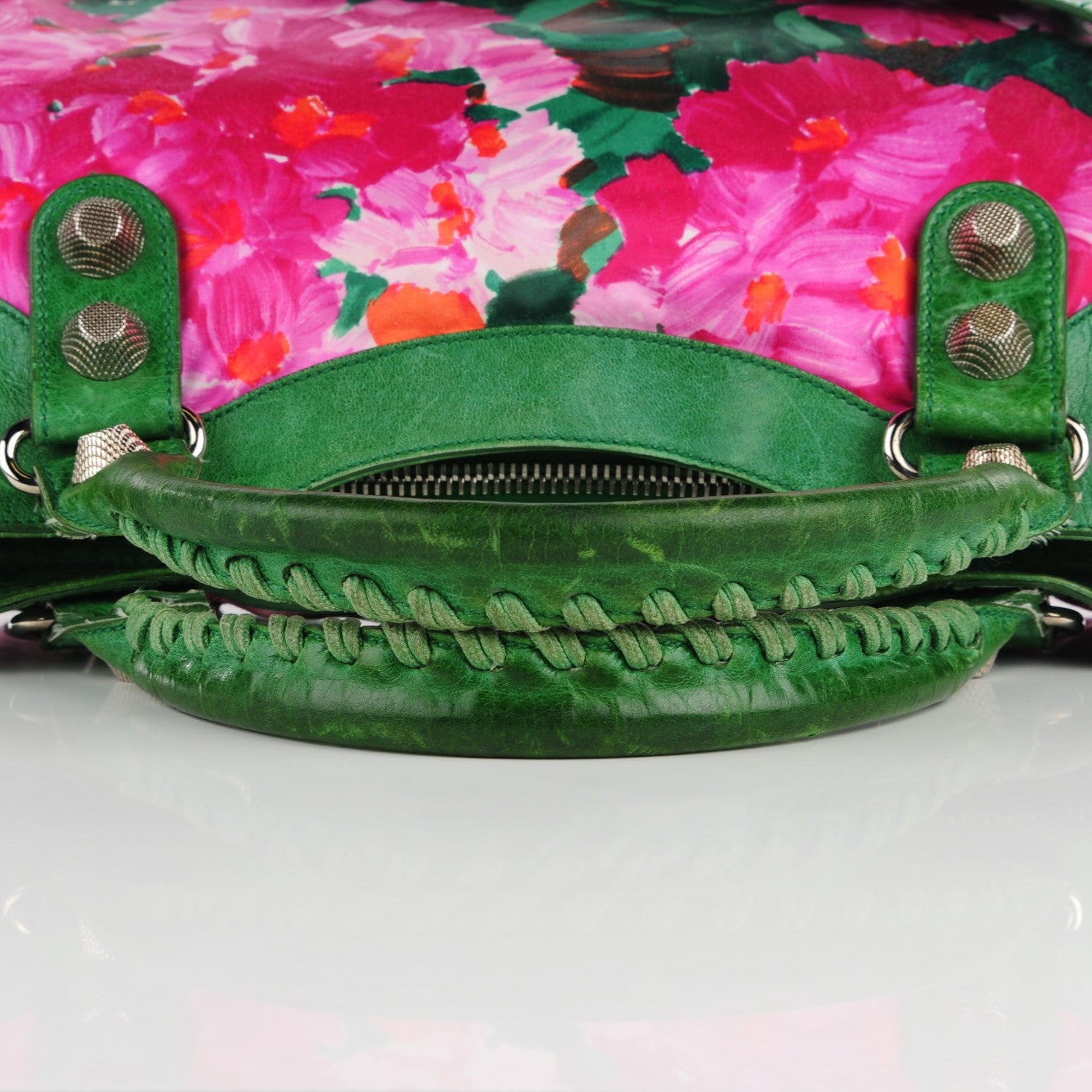 Balenciaga Chevre Satin Giant City Green Floral 6 of 10