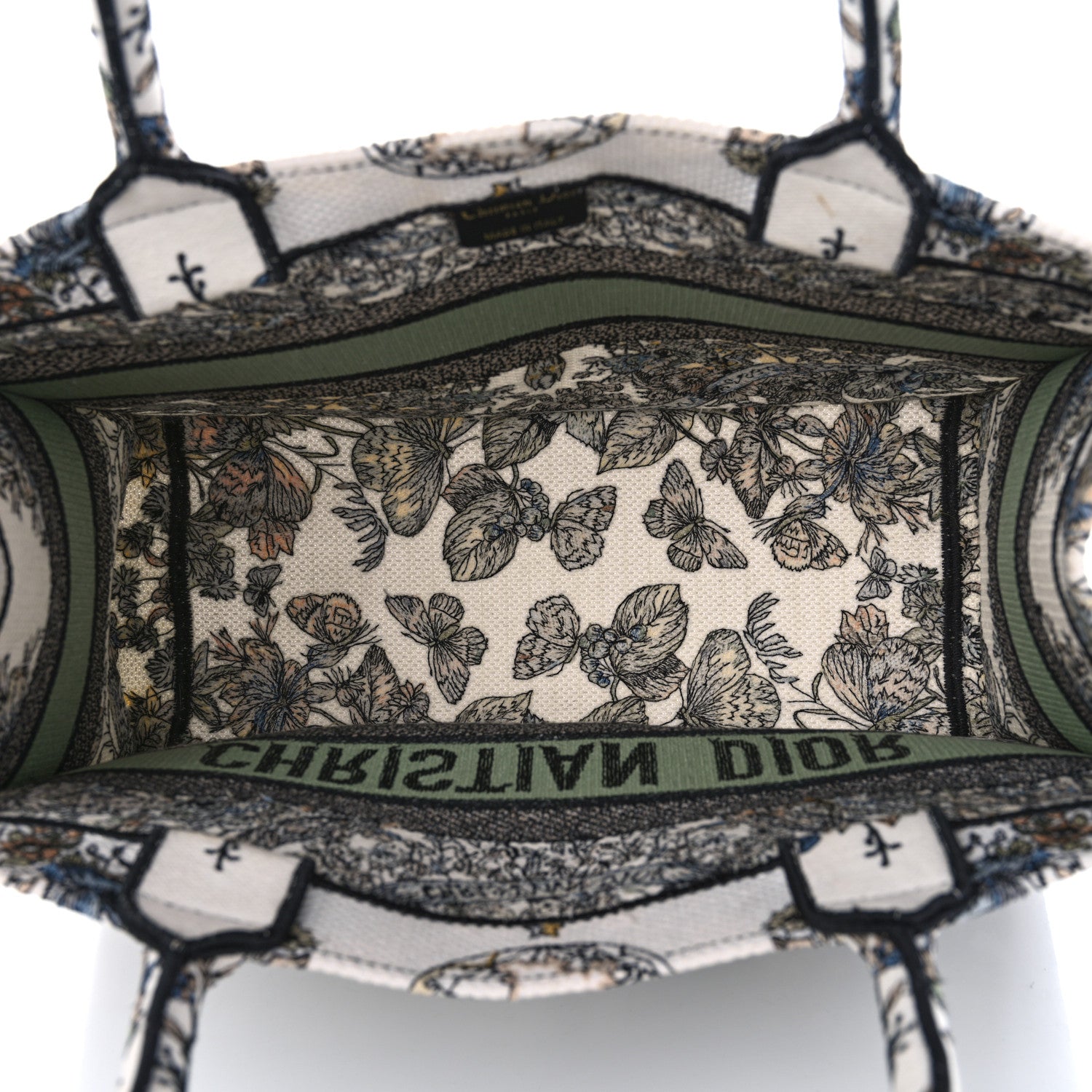 Christian Dior Canvas Embroidered Medium Around The World Book Tote White Multicolor 5 of 11