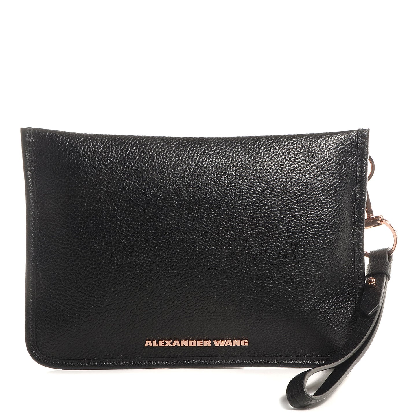 Pebbled Leather Prisma Wristlet Black With Rose Gold Hardware