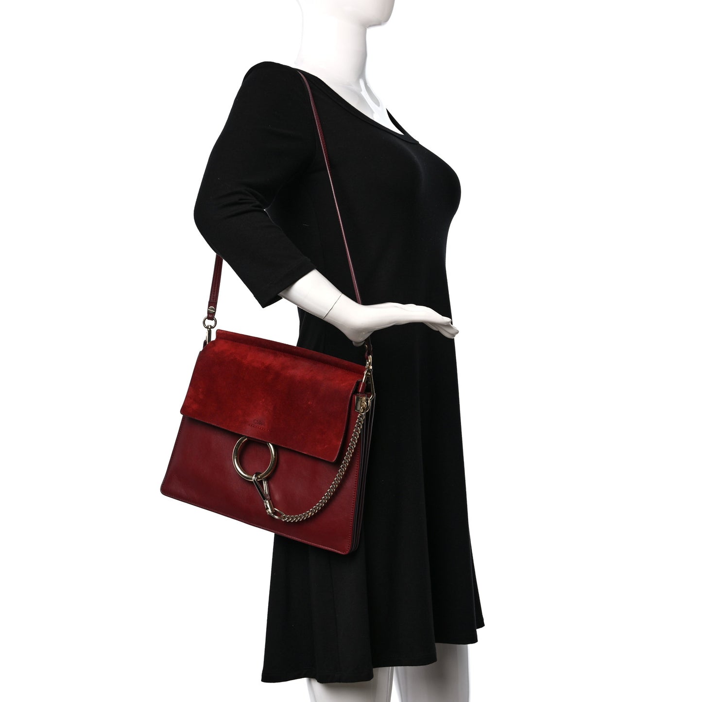 Calfskin Suede Medium Faye Shoulder Bag Plum Purple