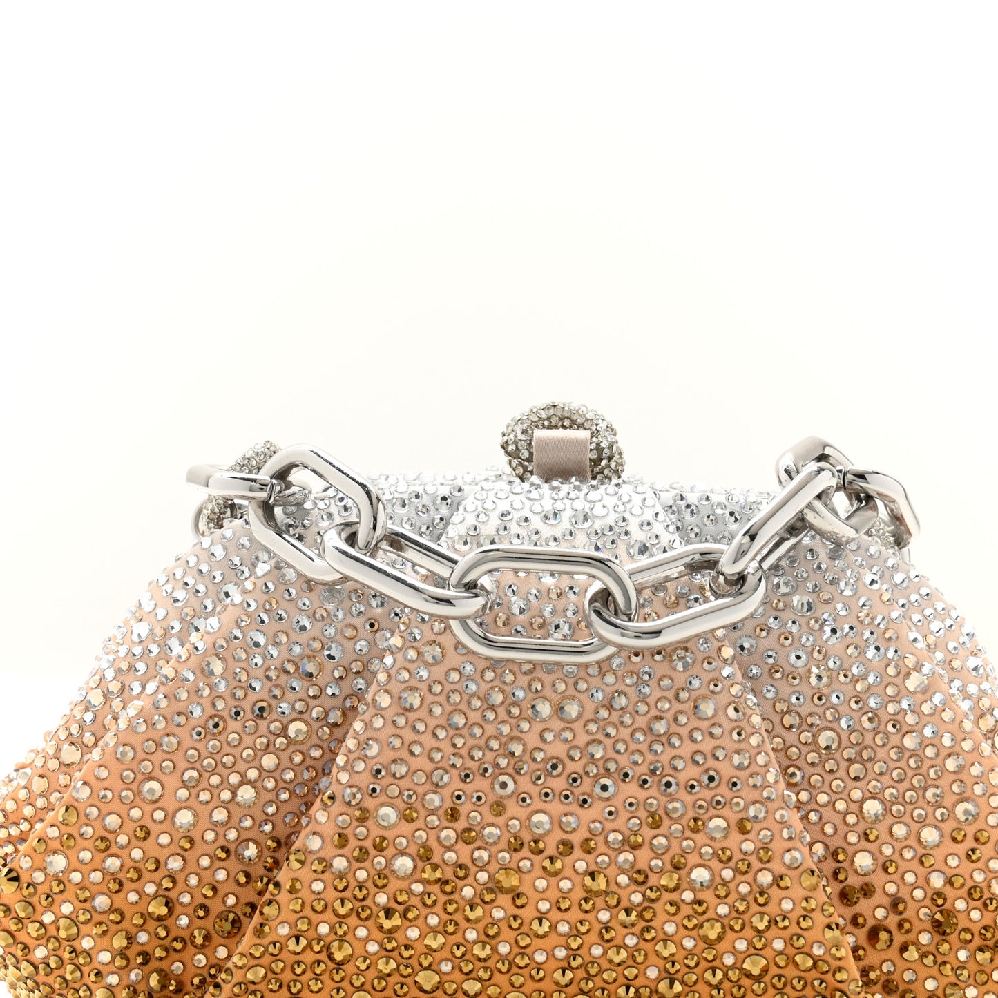 Swarovski Crystal Satin Gemma Clutch Gold Silver