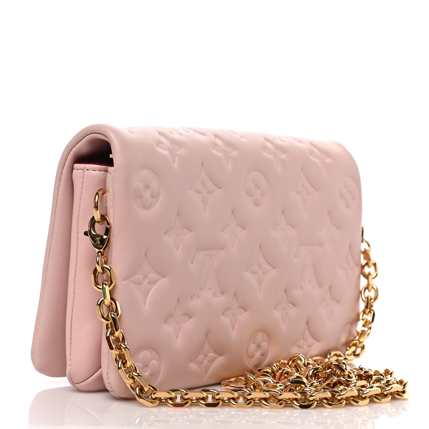 Louis Vuitton Lambskin Embossed Monogram Pochette Coussin Rose 2 of 7