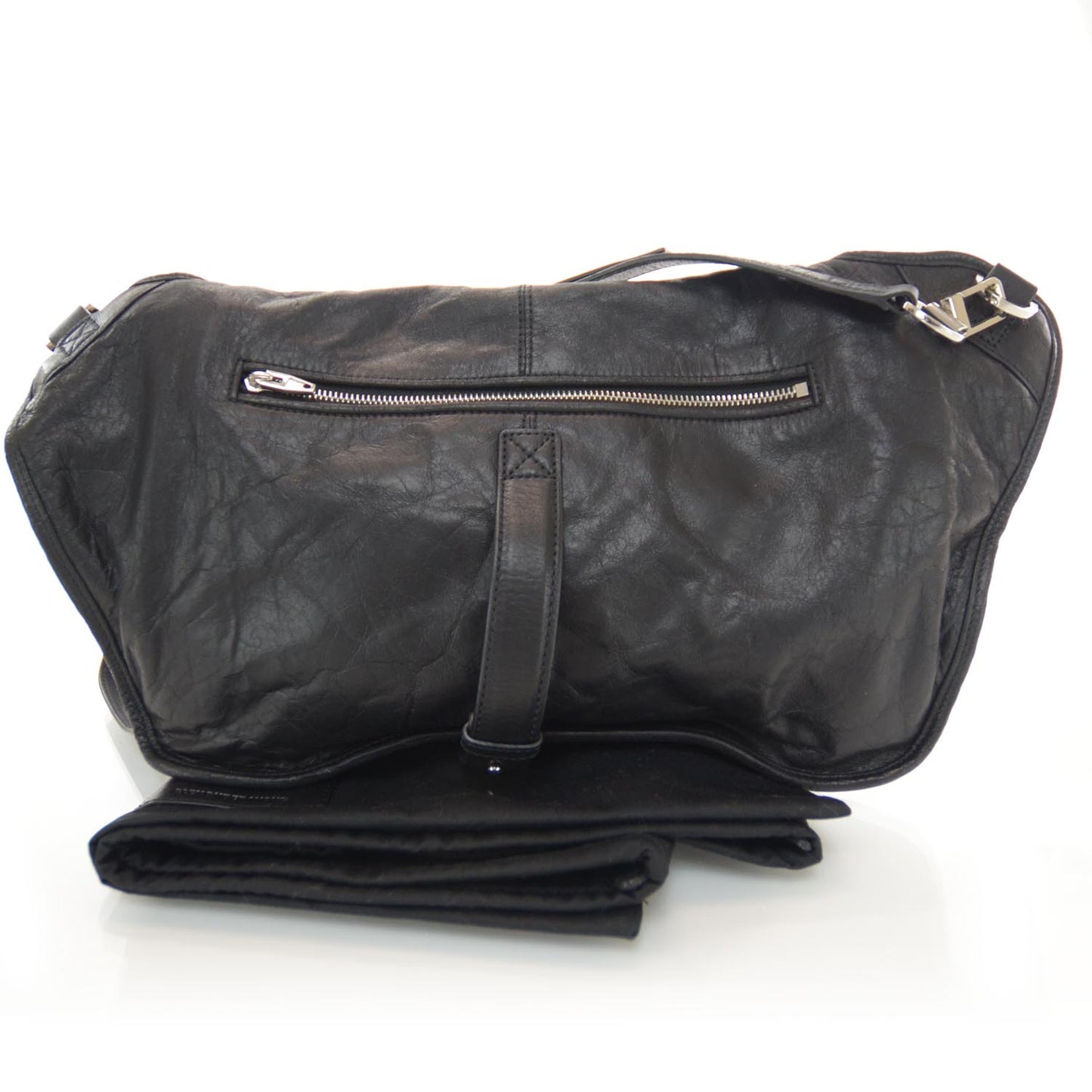 Leather Iris Messenger Bag Black