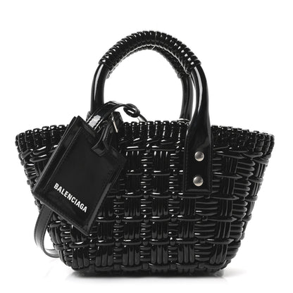 Balenciaga Faux Calfskin Braided Varnished XXS Bistro Basket Black 1 of 9