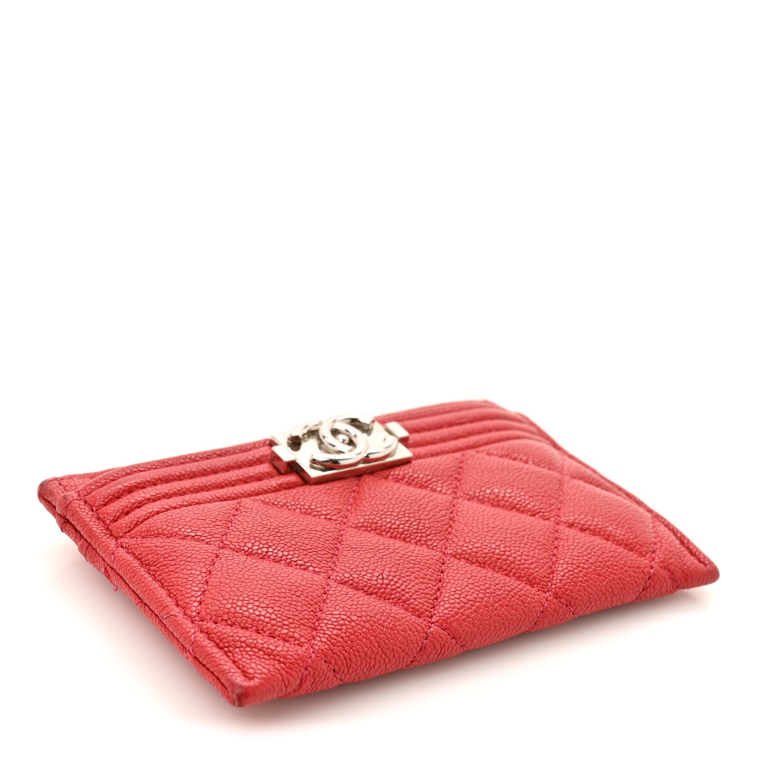 Chanel Caviar Quilted Boy Card Holder Red 4 of 13