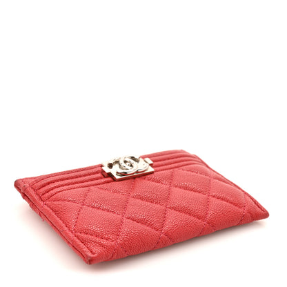 Chanel Caviar Quilted Boy Card Holder Red 4 of 13