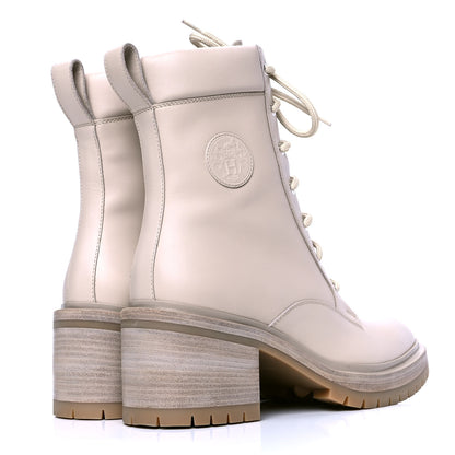 Hermes Calfskin Bridge Ankle Boots 40 Beige Grege 3 of 5