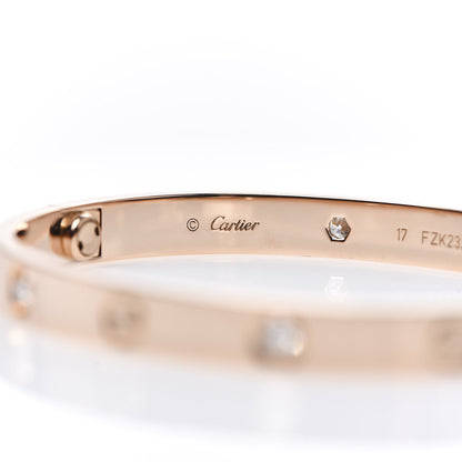 Cartier 18K Pink Gold 4 Diamond LOVE Bracelet 17 5 of 10